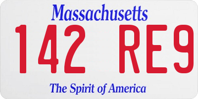 MA license plate 142RE9