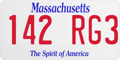 MA license plate 142RG3