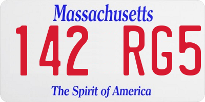 MA license plate 142RG5