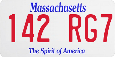 MA license plate 142RG7