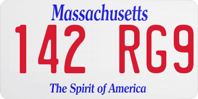 MA license plate 142RG9