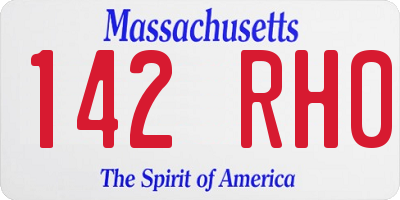 MA license plate 142RH0