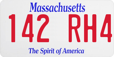 MA license plate 142RH4