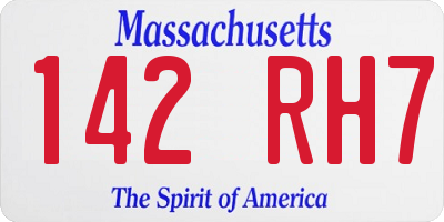MA license plate 142RH7