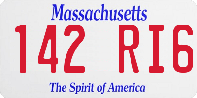 MA license plate 142RI6