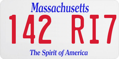 MA license plate 142RI7