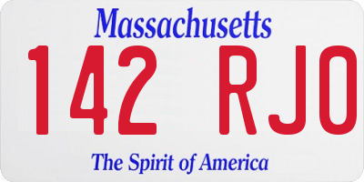 MA license plate 142RJ0