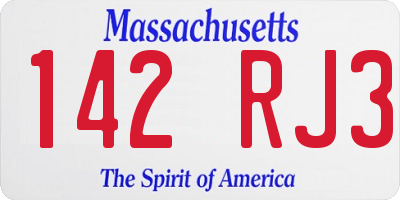MA license plate 142RJ3