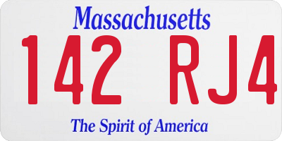 MA license plate 142RJ4