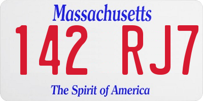 MA license plate 142RJ7