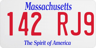 MA license plate 142RJ9
