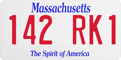 MA license plate 142RK1
