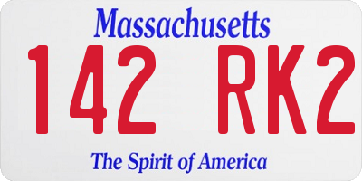 MA license plate 142RK2