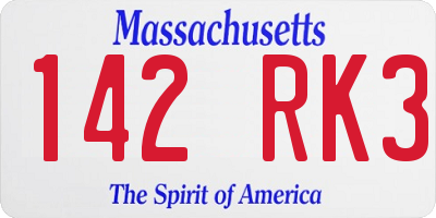 MA license plate 142RK3