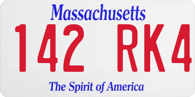 MA license plate 142RK4