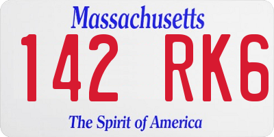MA license plate 142RK6
