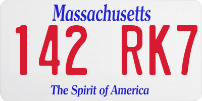 MA license plate 142RK7