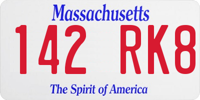 MA license plate 142RK8