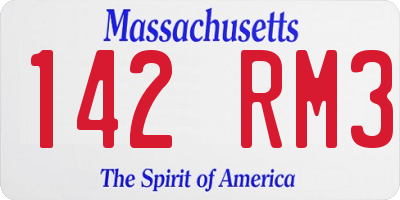 MA license plate 142RM3
