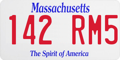 MA license plate 142RM5