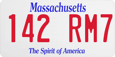 MA license plate 142RM7