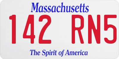 MA license plate 142RN5