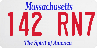 MA license plate 142RN7