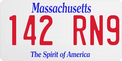 MA license plate 142RN9