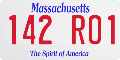 MA license plate 142RO1