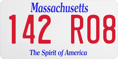 MA license plate 142RO8
