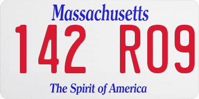 MA license plate 142RO9