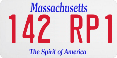 MA license plate 142RP1