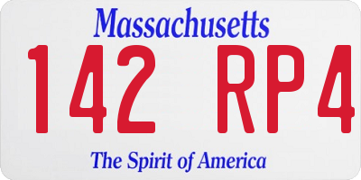 MA license plate 142RP4