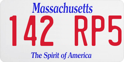 MA license plate 142RP5