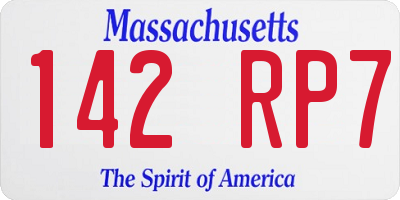 MA license plate 142RP7
