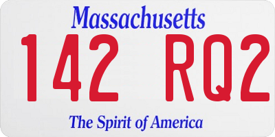 MA license plate 142RQ2