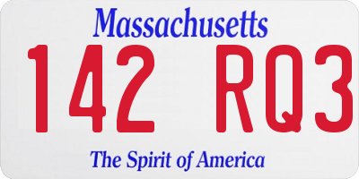 MA license plate 142RQ3
