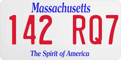 MA license plate 142RQ7