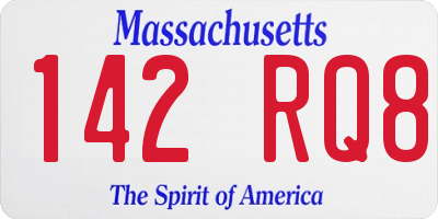 MA license plate 142RQ8