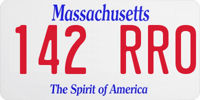 MA license plate 142RR0