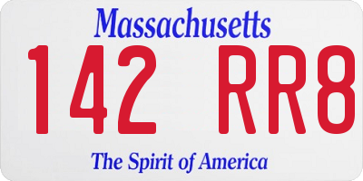 MA license plate 142RR8