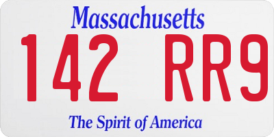 MA license plate 142RR9