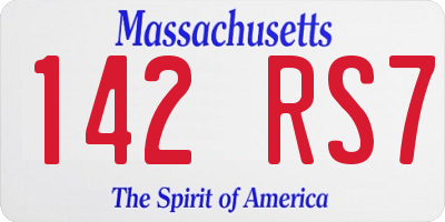 MA license plate 142RS7
