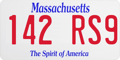 MA license plate 142RS9