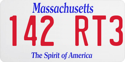 MA license plate 142RT3