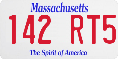 MA license plate 142RT5