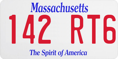 MA license plate 142RT6