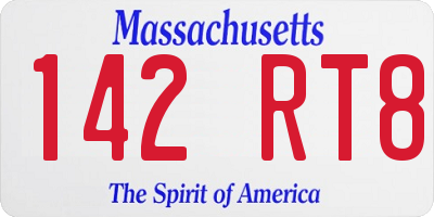 MA license plate 142RT8