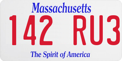MA license plate 142RU3