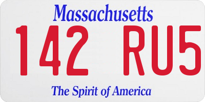MA license plate 142RU5